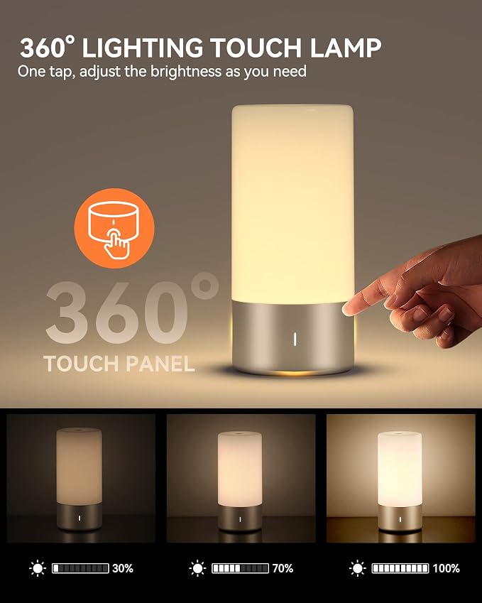 ROOTRO Table Lamp, Bedside Touch Control Lamp - Image 2