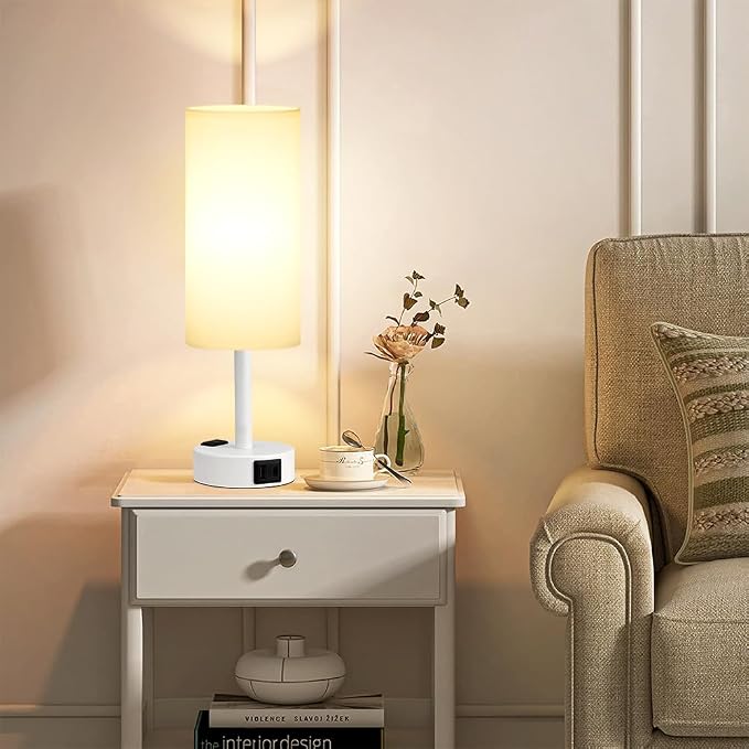 Fenmzee Matte White Bedside Table Lamp - Image 8