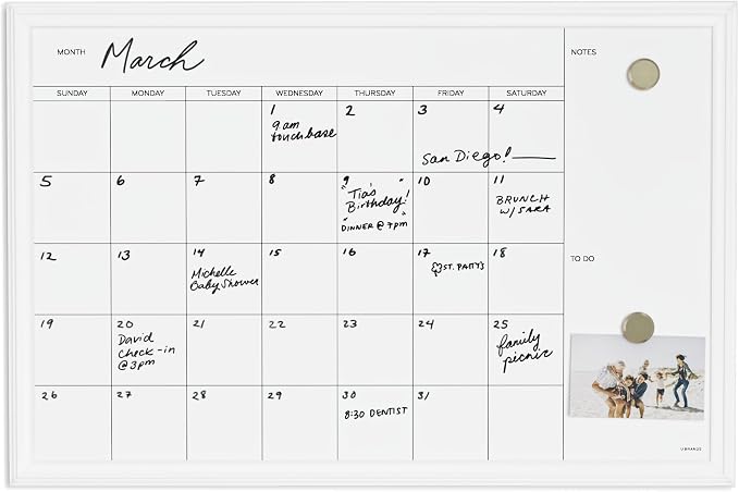 U Brands Magnetic Dry Erase Calendar White Board, Includes Magnets - Image 2