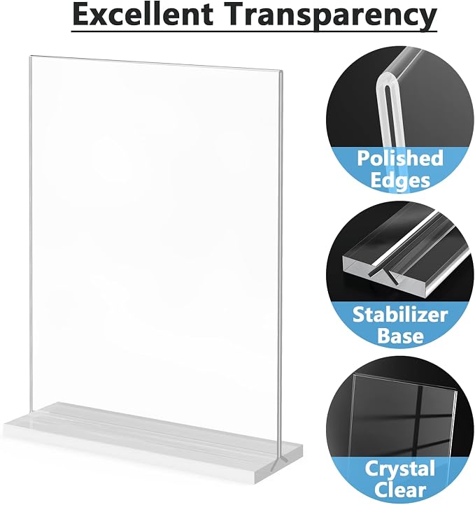 MaxGear Acrylic Sign Holder 8.5 x 11 Double Sided Display Stand, 10 Pack | - Image 4