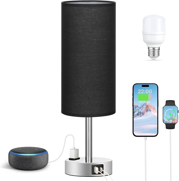 Black Bedroom Table Lamp for Bedside - Image 6
