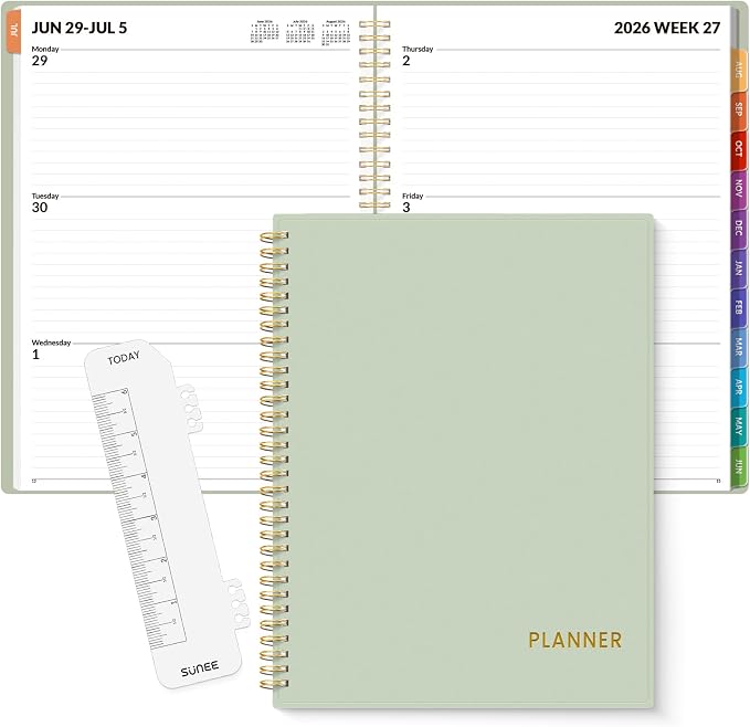 SUNEE Academic Planner 2026-2027 – Weekly & Monthly Planner, July 2026 to June by SUNEE