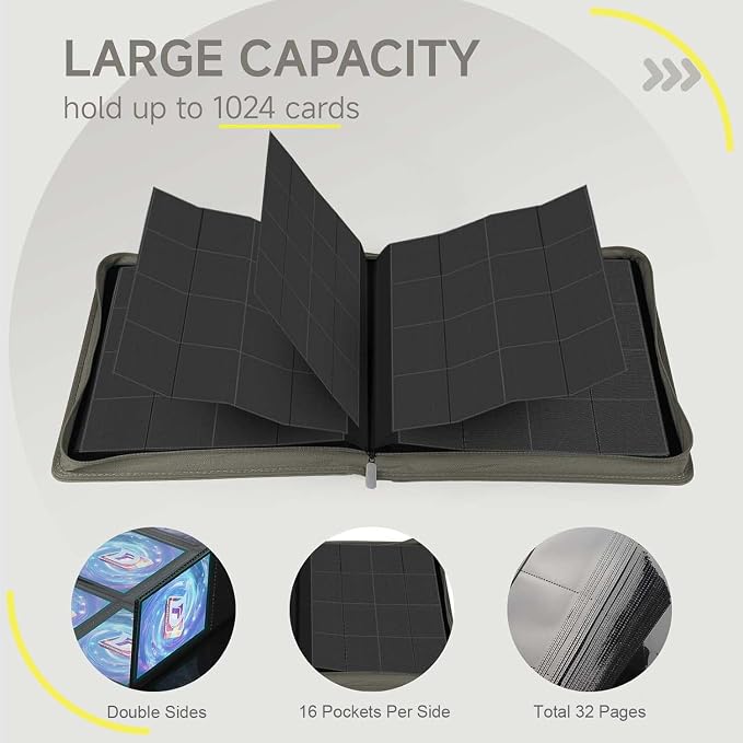 Card Binder with 1024 Cards, 16 Pocket Trading Card Binder Includes 32 Page - Image 3