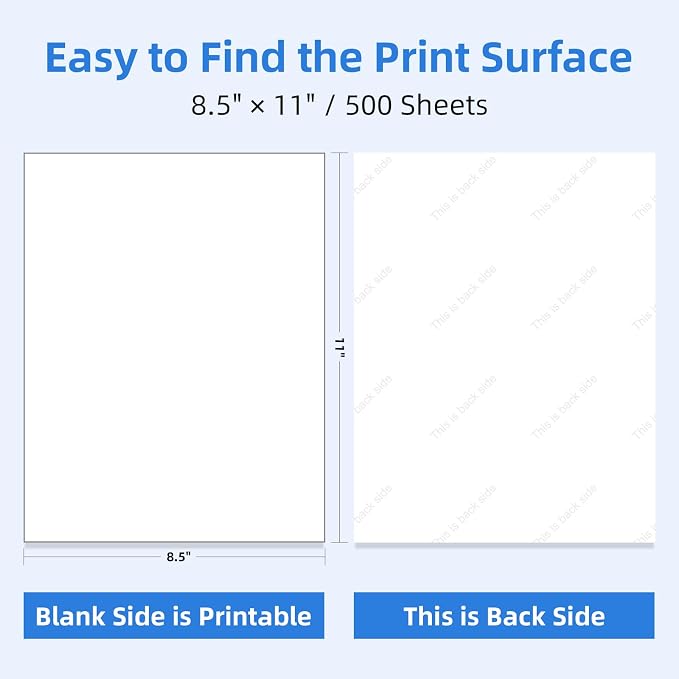 Full Sheet Labels 8.5x11 for Laser & Inkjet Printers, 500 Sheets | Waterproof & - Image 2