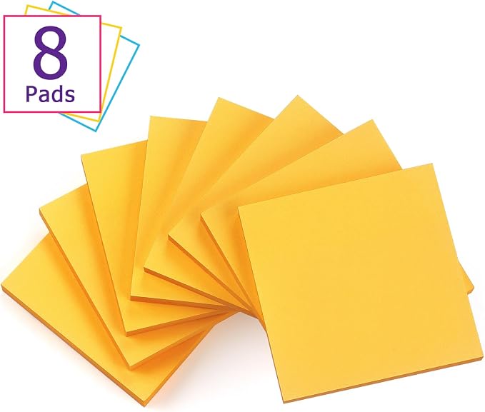 Sticky Notes 3x3 Self-Stick Notes Bright Colors Sticky Notes 8 Pads 80 Sheet/Pad - Image 2