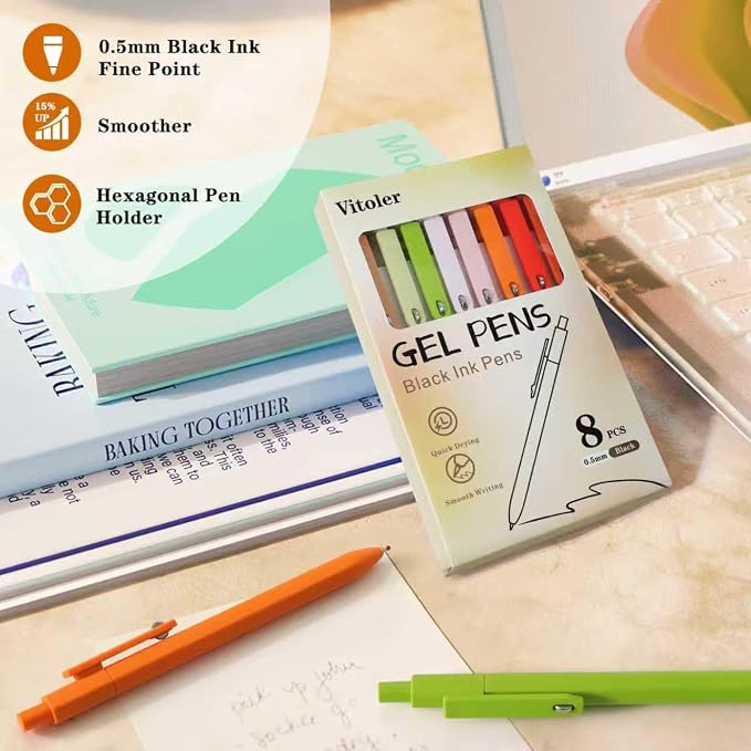 Vitoler Black Ink Gel Pens, For Teachers, For Nurses, Quick dry, Liquid Ink - Image 5
