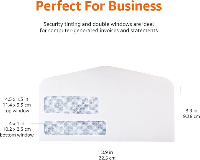Amazon Basics #9 Double Window Security Gummed Business Envelopes - Image 7