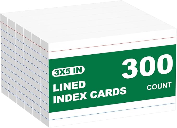 300 Count White Index Cards 3x5 Notecards Bulk Lined Flash Cards by AIFLYAN