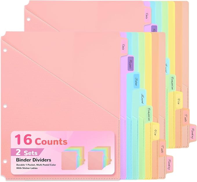 SUIN 8 Tab Binder Dividers by SuinOffice