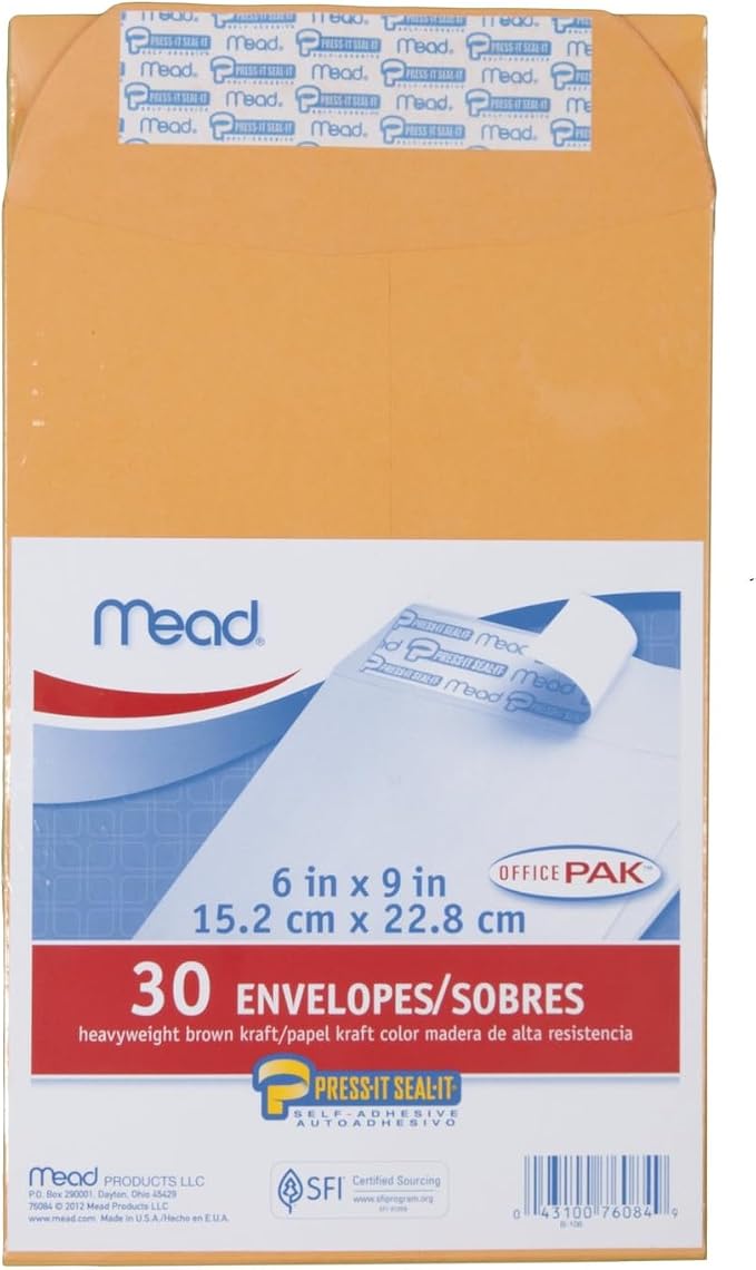 Mead Envelopes, Letter Size, Press-It Seal-It Self Adhesive Closure by Mead