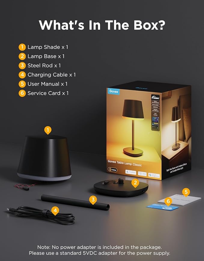 Govee Smart Cordless Table Lamp Classic, RGBIC Rechargeable Table Lamp - Image 10