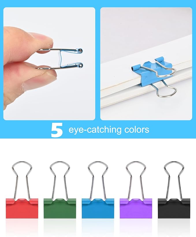 Binder Clips, 50 Pack, 0.75 in Small Paper Clips - Image 5