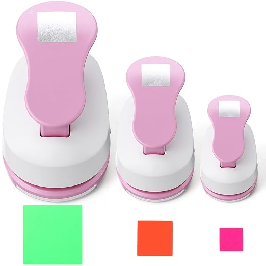 CHENGU 3 Pack Square Craft Hole Punch Corner to Corner 2, 1 and 5/8 Inch Punch by CHENGU
