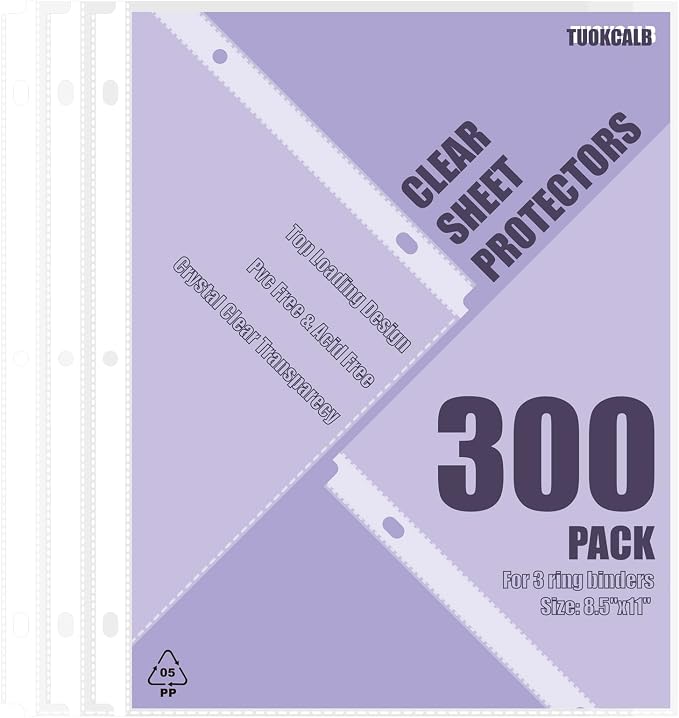 300 Pack Clear Sheet Protectors by Unknown