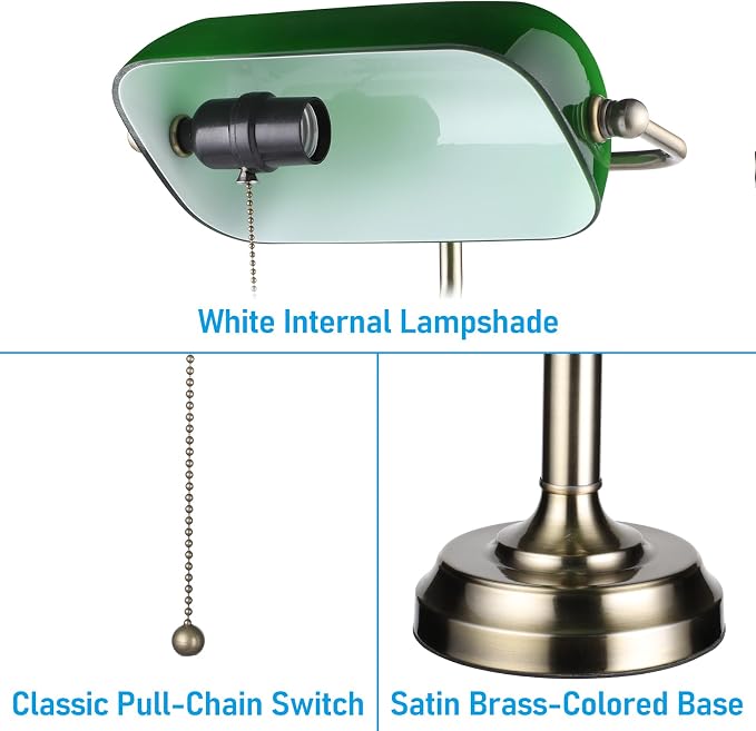 TORCHSTAR Green Glass Bankers Desk Lamp - Image 3