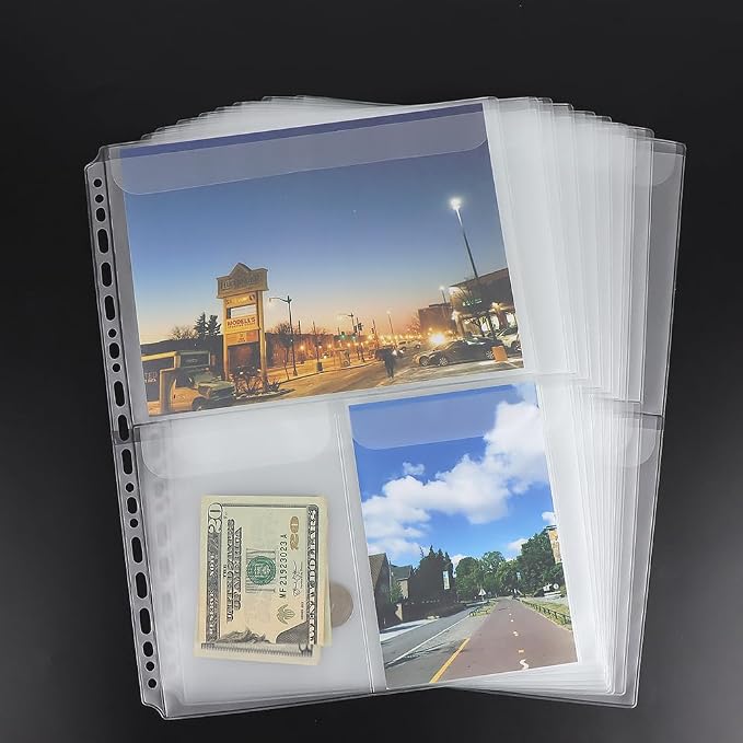 Mogoostry A4 Binder Pockets Zipperless Cash Envelopes 3 Pocket Binder Sleeves - Image 8