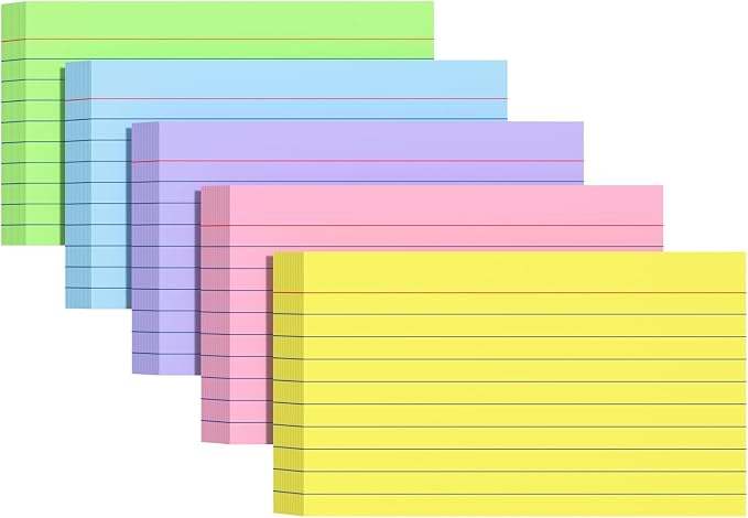 Colored Index Cards 4x6, Flash Cards, Lined Flashcards Notecards, Note Cards by Glyanlee