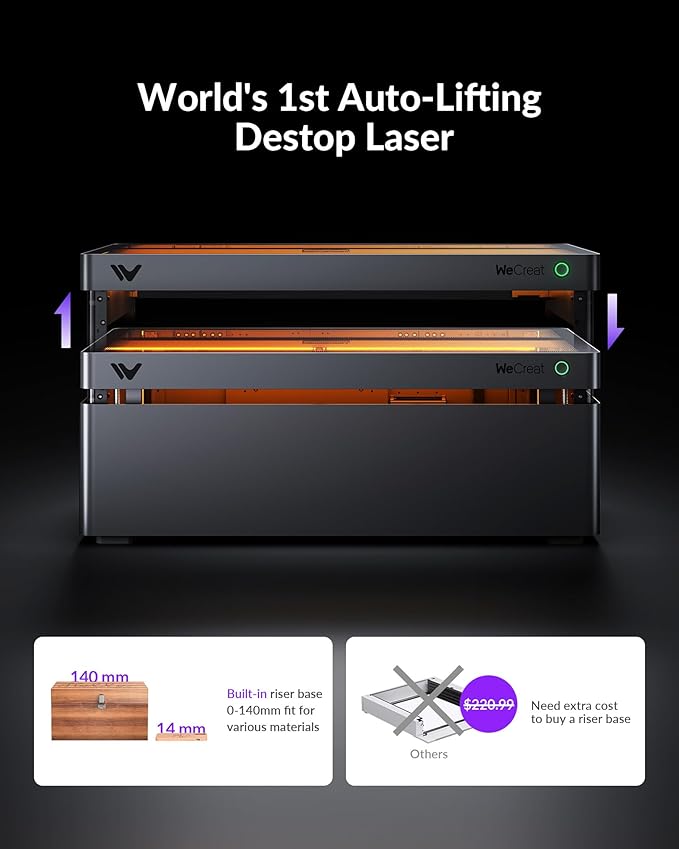 WECREAT Vision Pro 45W Laser Cutter and Engraver with Fume Extractor, HD Camera & Auto-Lifting, Laser Cutter Cuts 1” Wood, Full Enclosure Laser Engraving Machine for Wood and Metal, Acrylic, etc-DeskLoop Office