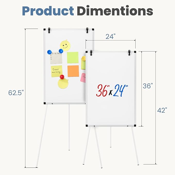 DUMOS Magnetic White Board Easel 36"x24" - Image 2