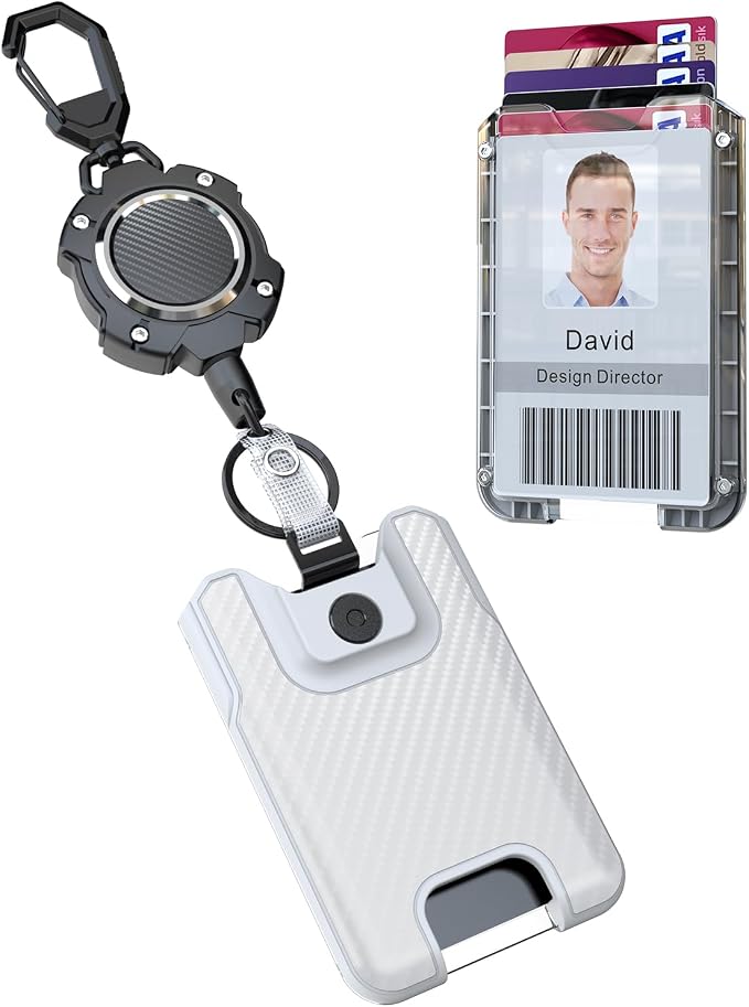 LIUGX Retractable Badge Holders, Heavy Duty Carabiner Keychain, Durable ID Card by LIUGX