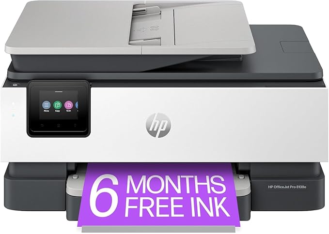 HP OfficeJet Pro 8138e Wireless All-in-One Color Inkjet Printer, Print, Scan, Copy, Fax, ADF, Duplex Printing Best-for-Home Office (Renewed Premium)-DeskLoop Office