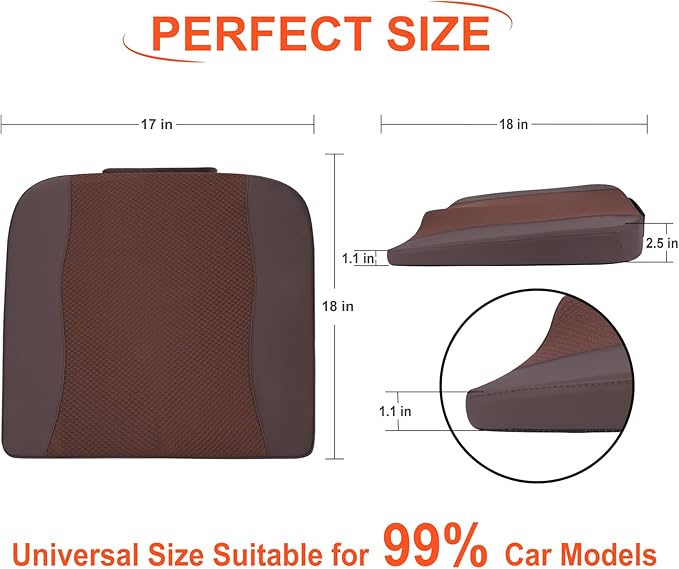 Car Seat Cushion, Comfort Memory Foam Car Cushions for Driving - Sciatica & Lower Back Pain Relief, Driver Seat Pillow for Auto, Office Chair, Wheelchair - Brown-DeskLoop Office