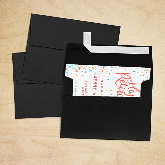 LUXPaper A7 Invitation Envelopes | Peel & Press | 5 1/4" x 7 1/4" | Black Linen - Image 7