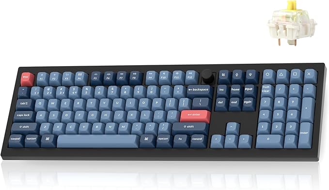 Keychron V6 Max Wireless Custom Mechanical Keyboard, 2.4 GHz Bluetooth QMK Full-Size Layout RGB with Hot-swappable Gateron Banana Switch Compatible with Mac Windows Linux-DeskLoop Office