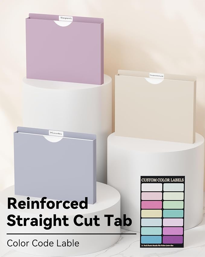 Ansook Plastic Manila File Jacket & File Pockets Letter Size, Heavy Duty 1 Inch - Image 5