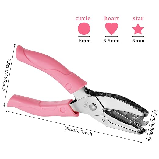 Zonon 3 Pcs Hole Punch Shapes Single Hole Paper Punchers - Image 2