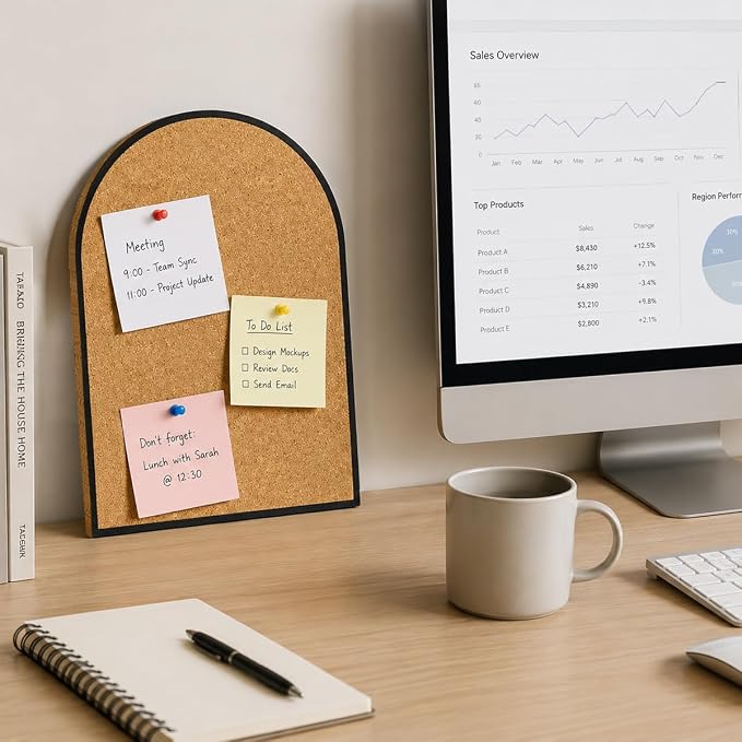 Self-Adhesive Arch Pin Cork Board, 10.4" x 14.4" 1/2" Thick - Image 6