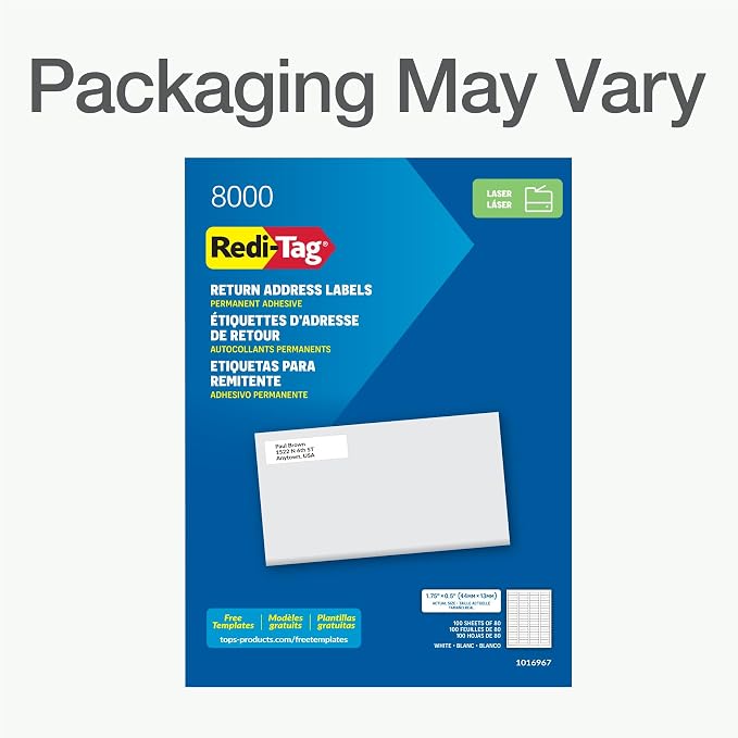 Redi-Tag 0.5" x 1.75" Address Labels, 8000 per Pack, Laser Printer Labels - Image 4