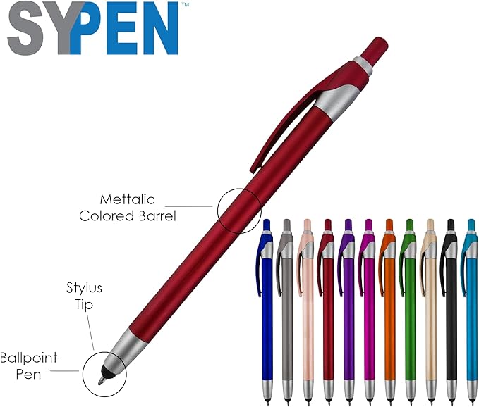 Personalized With your Custom Logo or Text Pens-Pack of 450- for Marketing, Parties, and Events, 2 in 1 Capacitive Stylus & Ballpoint Pen Compatible With Touchscreen Devices, Blue Ink, Black Pens-DeskLoop Office