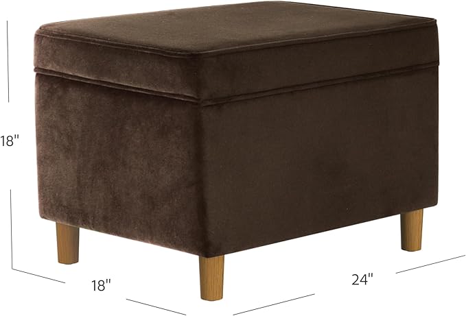 Home Decor | Dinah Collection Modern Storage Ottoman | Ottoman with Storage for Living Room & Bedroom(Chocolate Brown Velvet)-DeskLoop Office