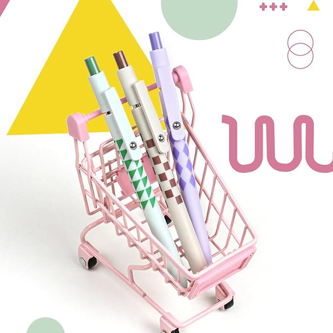 Gel Pens, 5Pcs 0.5mm Fine Point Pens With Smooth Wirting,Quick Dry Aesthetic Pens For Journaling, Ballpoint for Office School Supplies,Gifts for Women Men Student(Geometric Multicolor)-DeskLoop Office