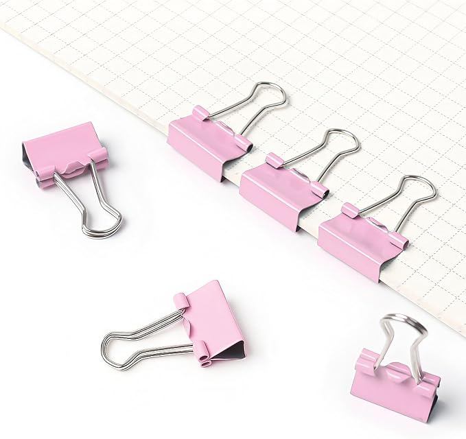 50 Pack Small Pink Binder Clips 3/4 Inch, Colored Little Paper Clamps, Tiny - Image 4