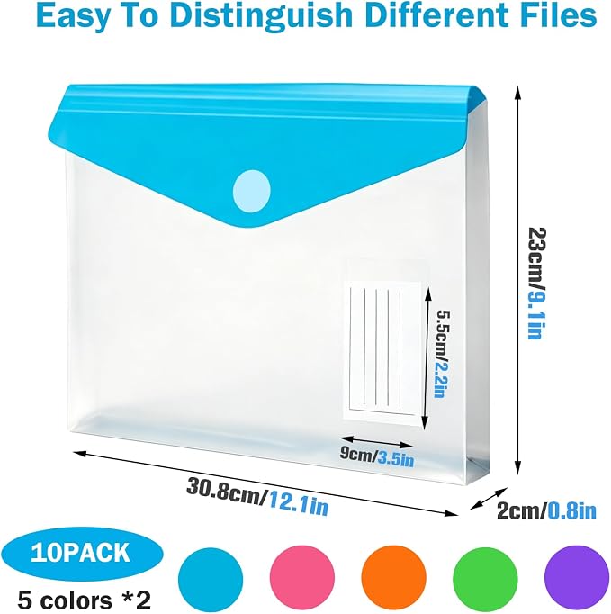10 Pack Binder Folders with Pockets 11 Holes Expandable Dividers - Image 2