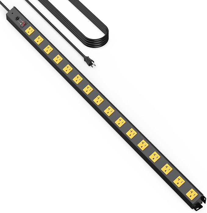 HHSOET 16 Outlet Long Power Strip, 10FT Heavy Duty Power Strip with 4800J Surge Protection, 20a Mountable Wide-Spaced Outlets for Home, Office, Garage & Workshop - ETL Certified-DeskLoop Office