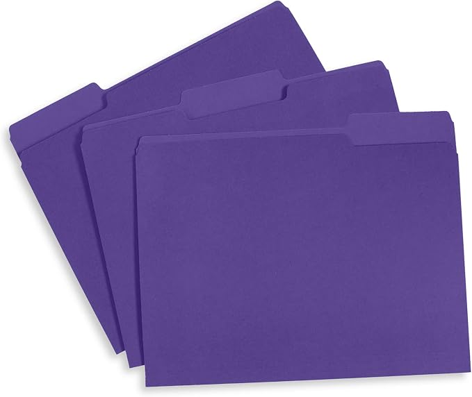 Blue Summit Supplies Purple File Folders, Letter Size, 1/3 Cut Tab, Great Folder - Image 2