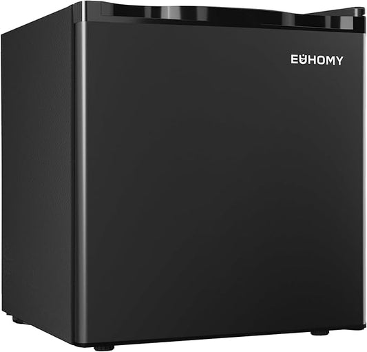 EUHOMY 1.7 Cu.Ft Mini Fridge with Freezer, Reversible Single Door Compact Refrigerator, Adjustable Thermostat, Energy Saving, Mini Fridge for Bedroom, Office, Dorm, Black-DeskLoop Office