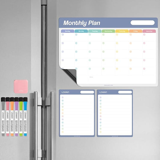 Loukin Dry Erase Calendar Set, Monthly Planner and Checklist, Electrostatic by LOUKIN