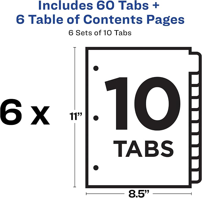 Avery Dividers for 3 Ring Binders, 10 Tabs per Set, Customizable Table of - Image 4