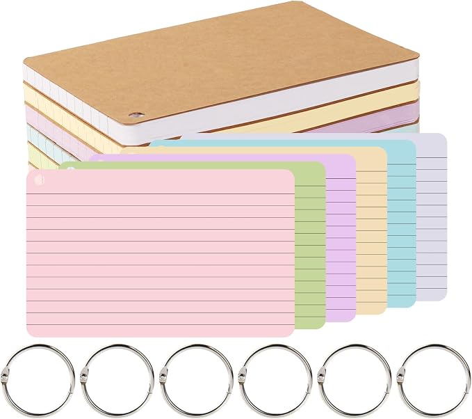 zmybcpack 6 Pack 360 Pcs Lined Index Cards 5 x 8 Inches, Lined Note Cards Study by zmybcpack