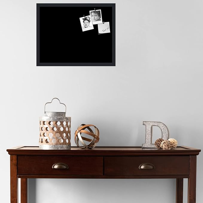 PinPix 22x17 Inch Cork Bulletin Board. This Decorative Framed Pin Board Comes with Solid Black Design and a Satin Black Frame. Ideal for Home Office Decor or Message Board (PinPix-622)-DeskLoop Office