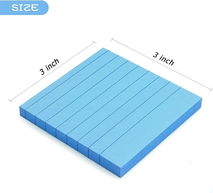 Early Buy 6 Bright Color Lined Sticky Notes Self-Stick Notes 3 in x 3 in - Image 3