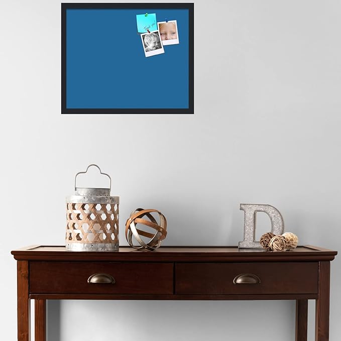 PinPix 22x18 Inch Cork Bulletin Board. This Decorative Framed Pin Board Comes with Navy Pastel Design and a Satin Black Frame. Ideal for Home Office Decor or Message Board (PinPix-1811)-DeskLoop Office