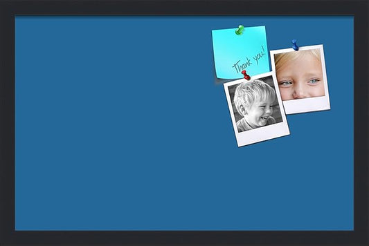 PinPix 22x14 Inch Cork Bulletin Board. This Decorative Framed Pin Board Comes with Navy Pastel Design and a Satin Black Frame. Ideal for Home Office Decor or Message Board (PinPix-1811)-DeskLoop Office