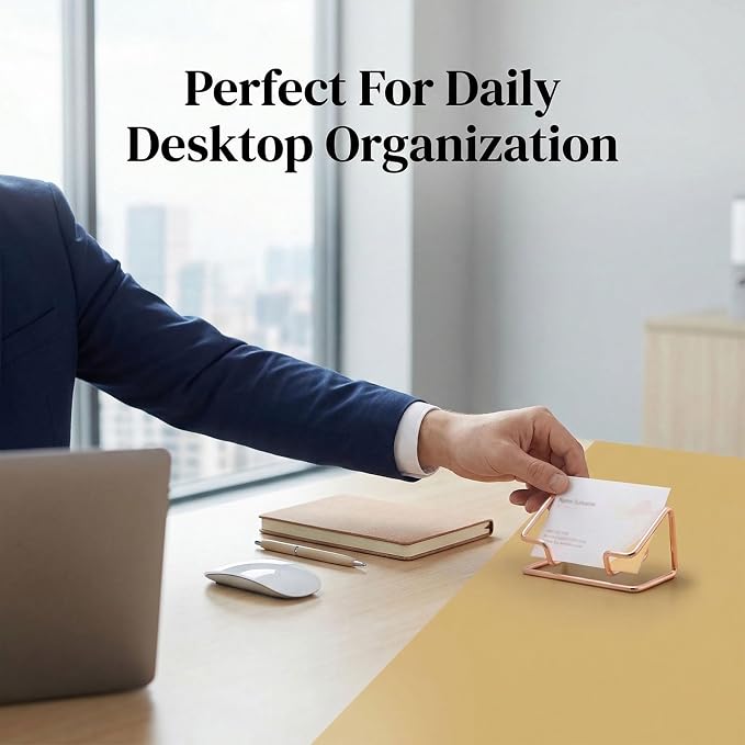 2 Pack Minimalist Metal Business Card Holder, Simple Wire Frame Desktop - Image 5