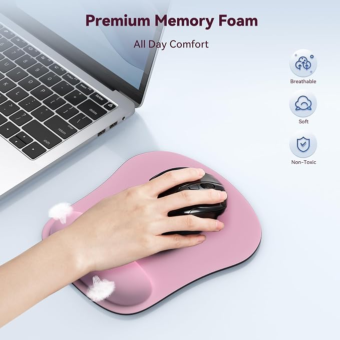 TECKNET 2 Pack Mouse Pad with Wrist Support, Ergonomic Gaming Mouse Pad Pain - Image 3
