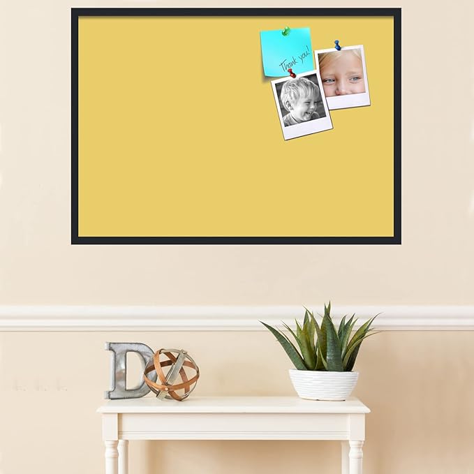 PinPix 40x28 Inch Cork Bulletin Board. This Decorative Framed Pin Board Comes with Honey Pastel Design and a Satin Black Frame. Ideal for Home Office Decor or Message Board (PinPix-1810)-DeskLoop Office